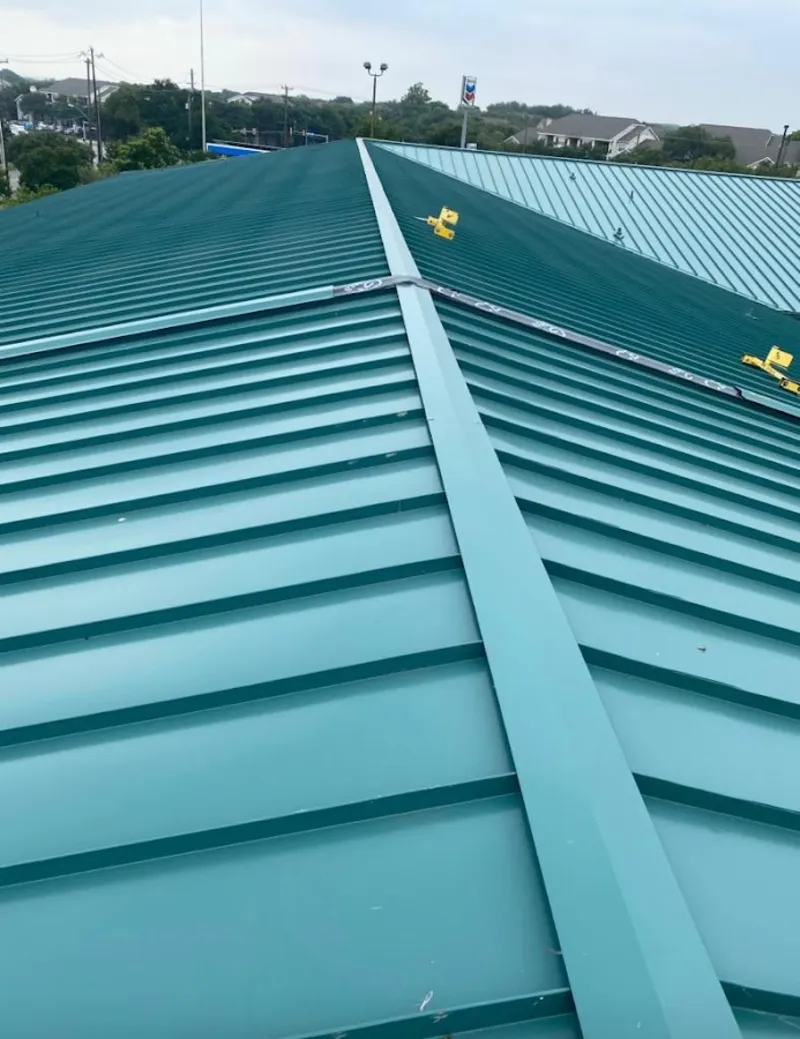 Green commercial metal roof ridge and valley for Metal Roof Repair in Glenpool